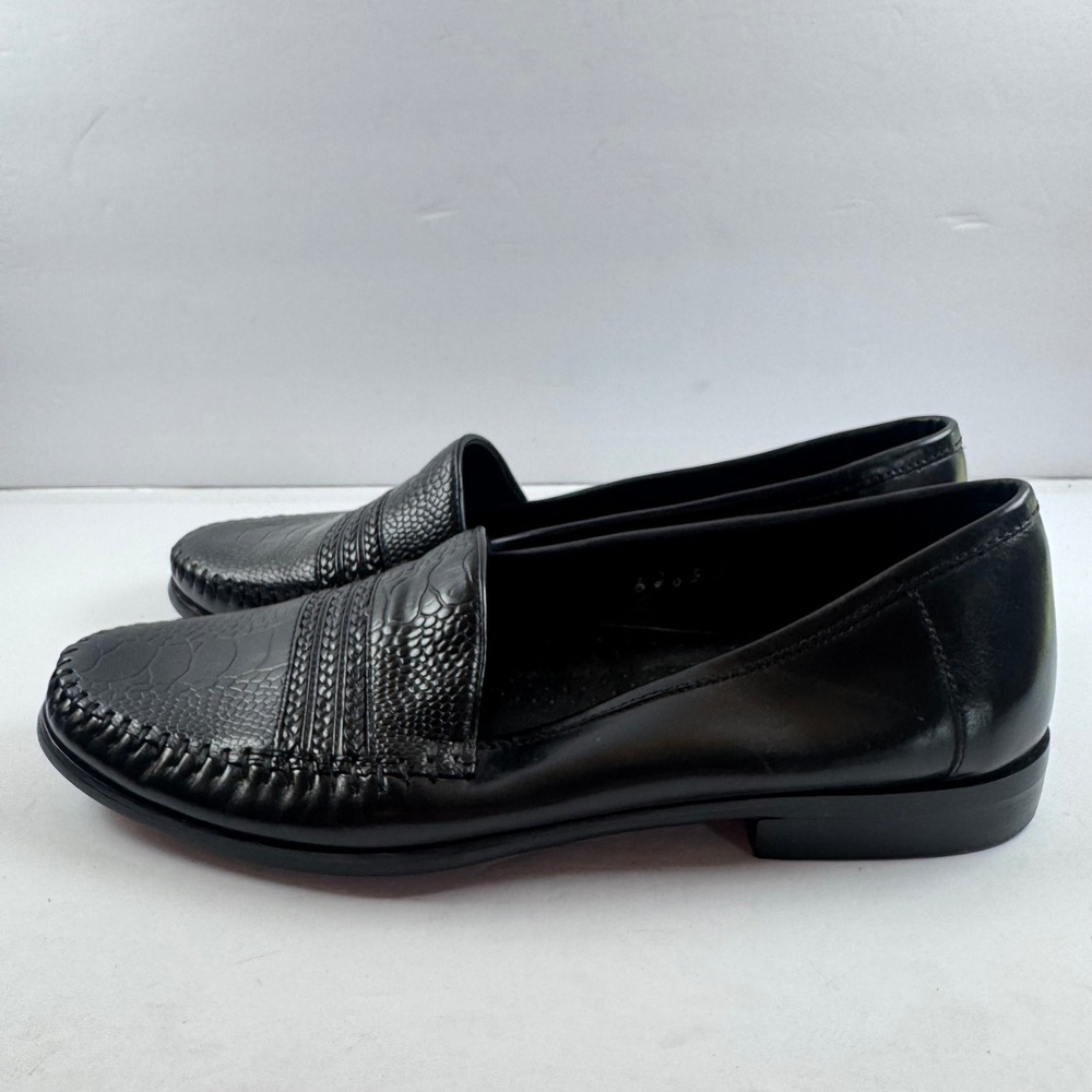 Stuart McGuire Mens Black Leather Crocodile Embossed Loafers Shoes 9.5M Brazil